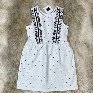Old Navy White Dress with Black Polka Dots and Lace